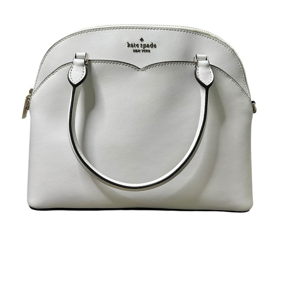 Kate Spade Payton Medium Dome Satchel White Leather Crossbody - Picture 2 of 12